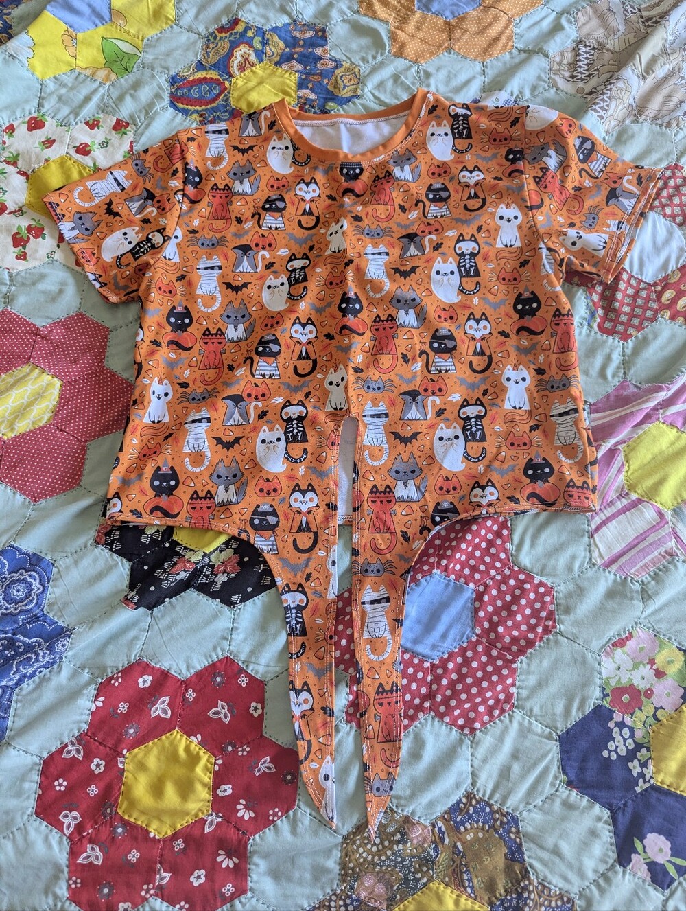 Blackmilk Halloween Cats Tie Front Tee